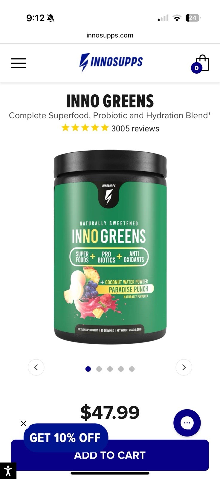 Inno Greens Paradise Punch Probiotic Drink Mix