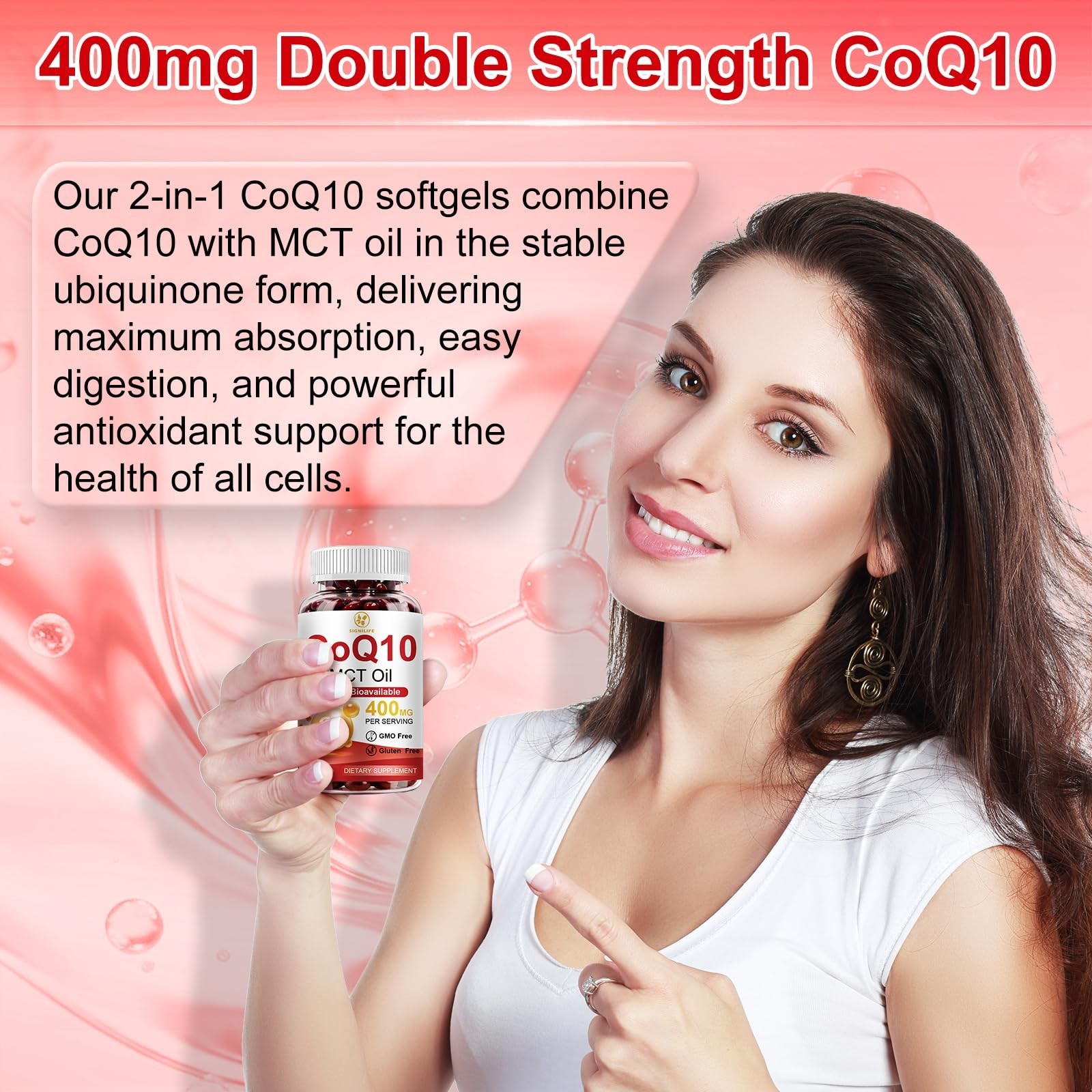 CoQ10 400mg Softgels – Extra Strength Antioxidant for Heart & Energy Health, Non