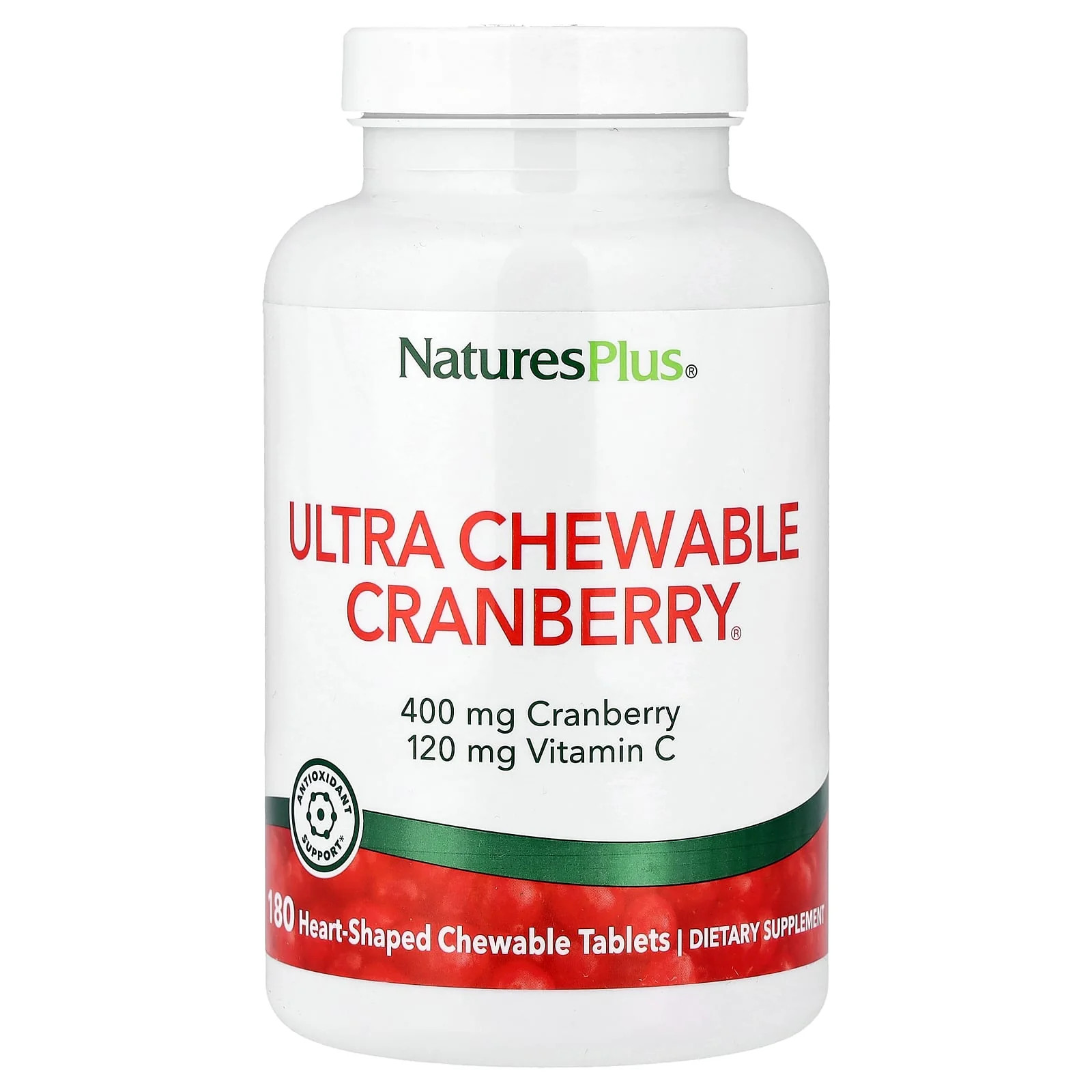 2 X NaturesPlus, Ultra Chewable Cranberry�, 180 Heart-Shaped Chewables Tablets