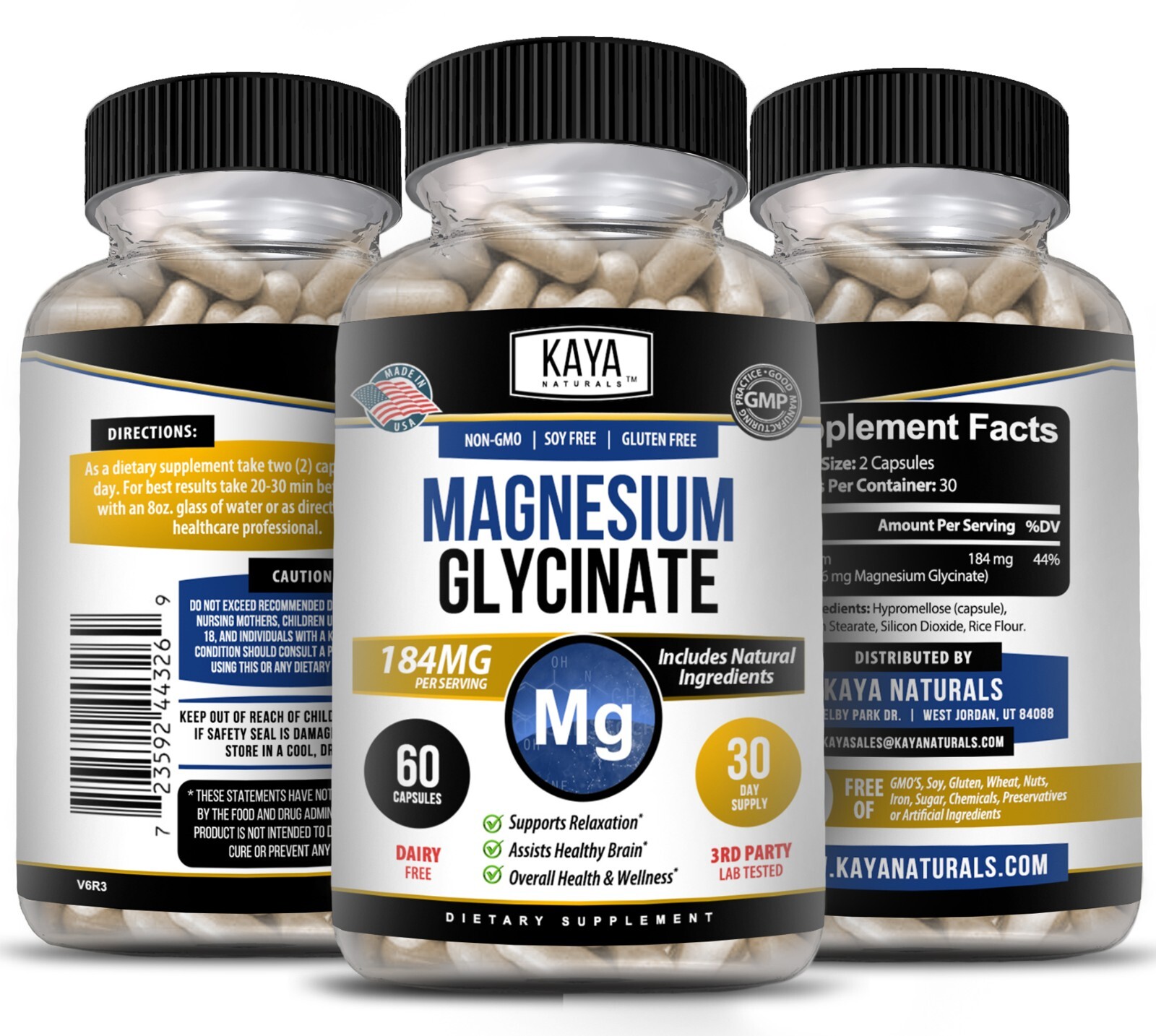 (2 Pack) Magnesium Glycinate RLS Sleep Aid, Anti Cramp, Joint & Bone Support