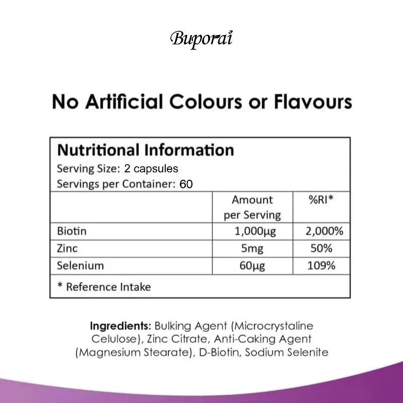 Biotin + Zinc + Selenium 120pcs, Promote Cell and Bone Health, Provide Energy