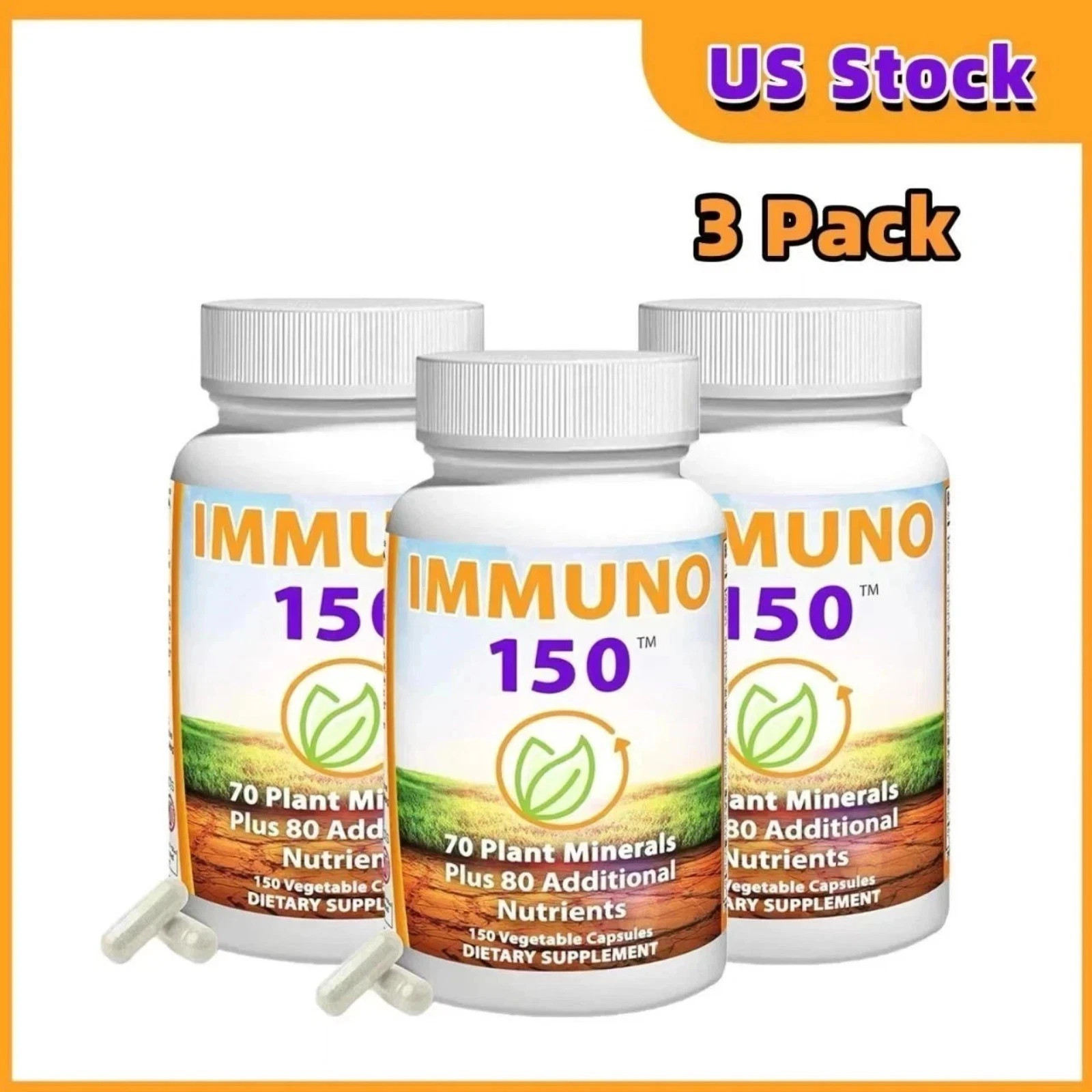 3 Pack Immuno 150, Immune Support Supplement, Packed with 70 Plant Minerals