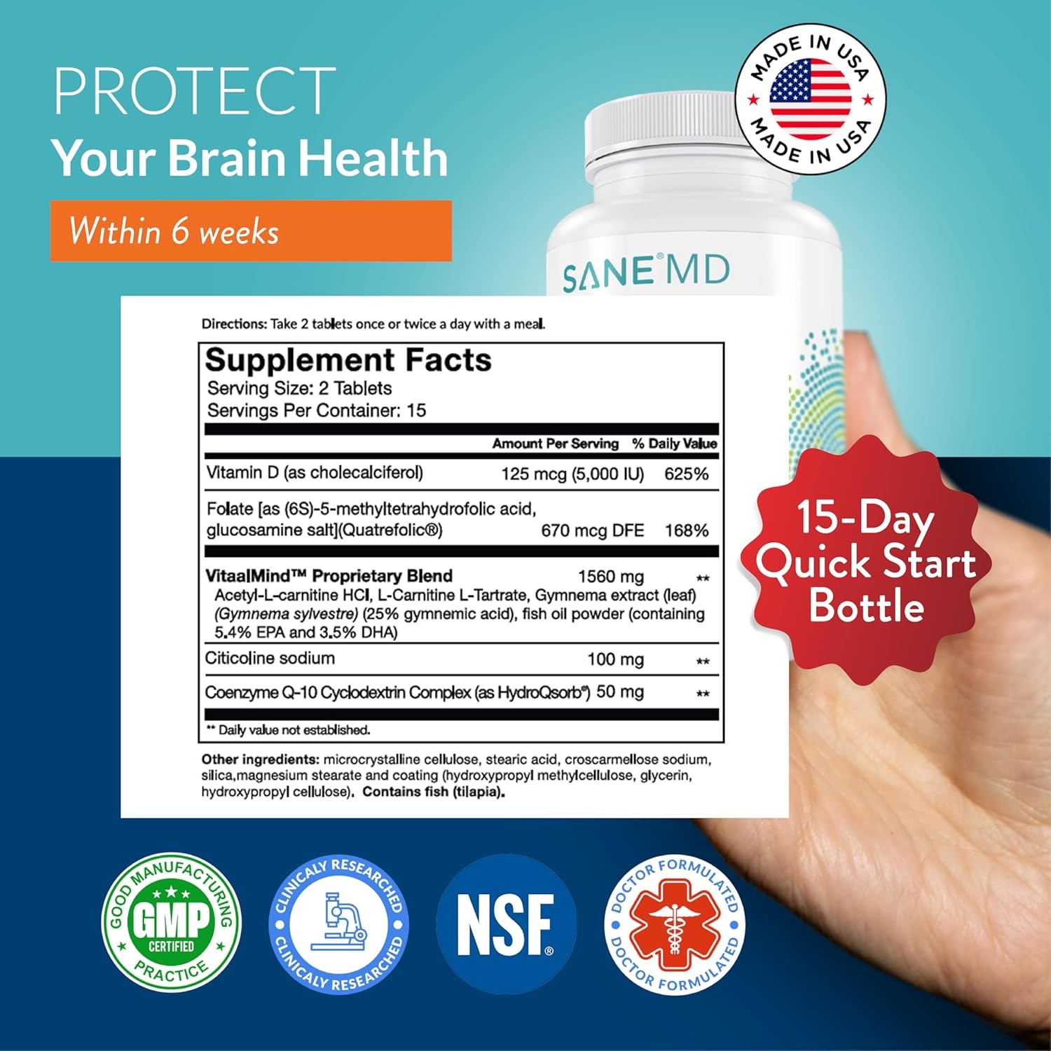 SANE MD Vitaae – Throat Phlegm, Coughing, and Brain Support – 15-Day Quick…