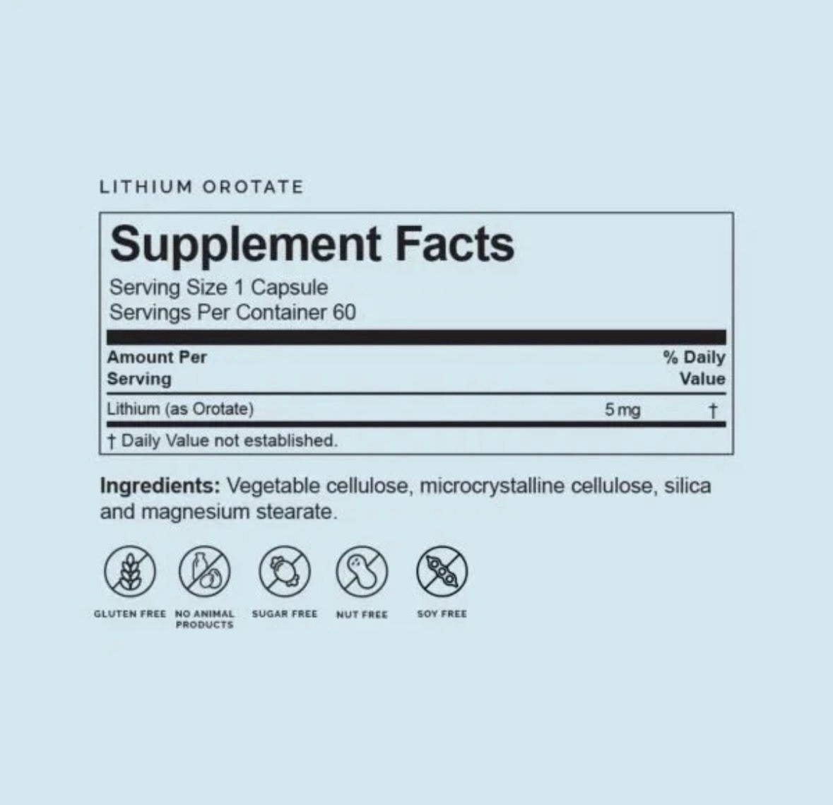 Brain MD Lithium Orotate 60 Capsules Exp 11/2028 New Sealed