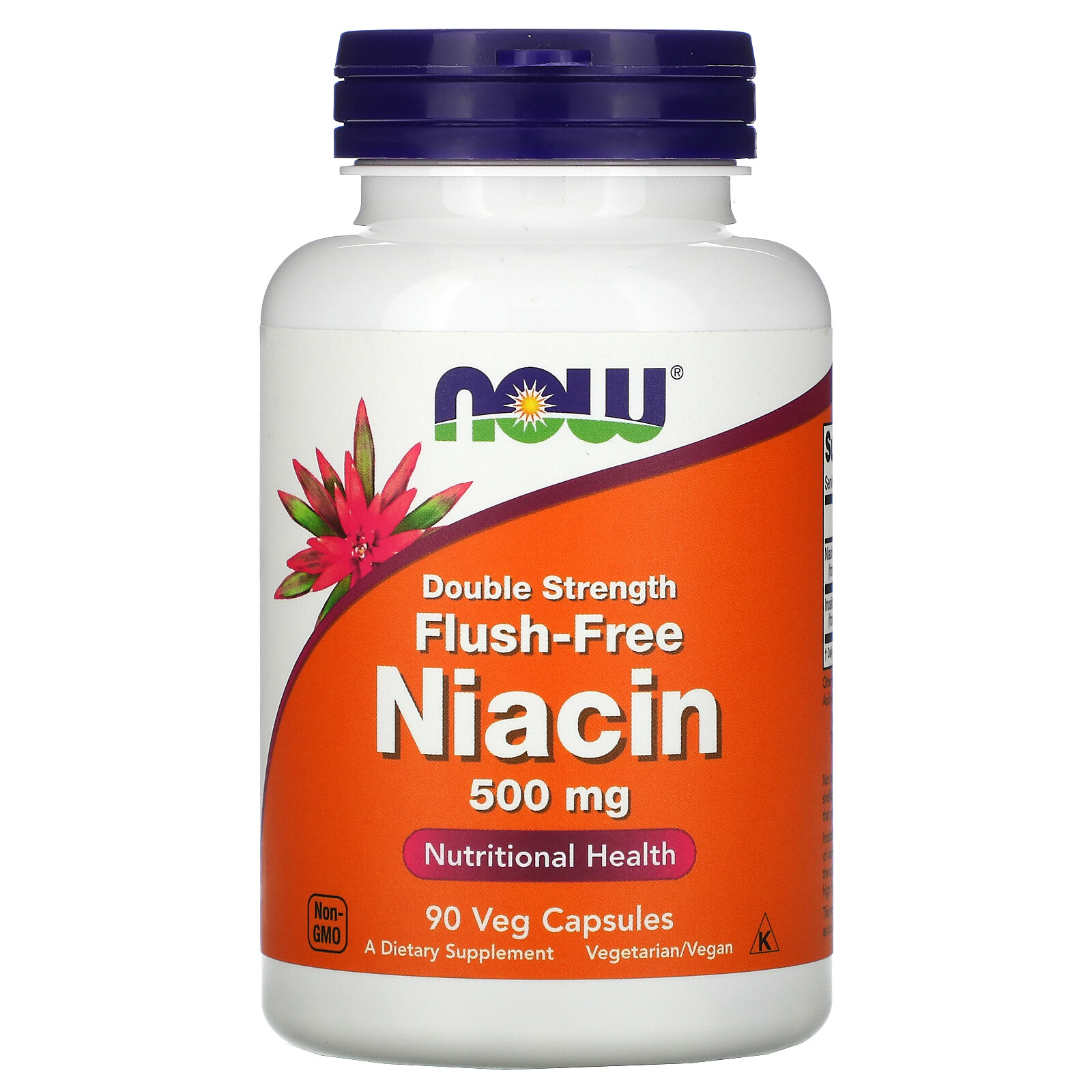 Now Foods Flush-Free Niacin Double Strength 500 mg 90 Veg Capsules GMP Quality