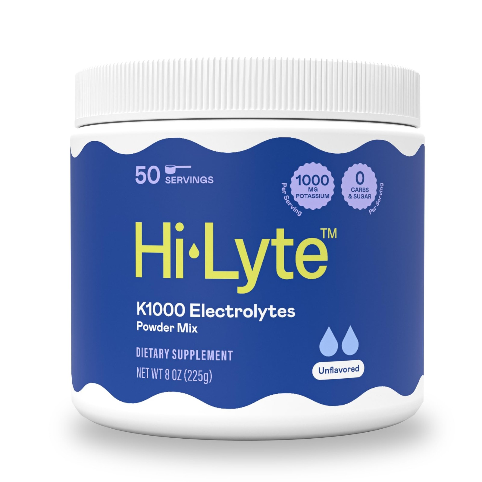 HiLyte K1000 Electrolytes Powder Mix Unflavored Keto & Performance, 50 Servings
