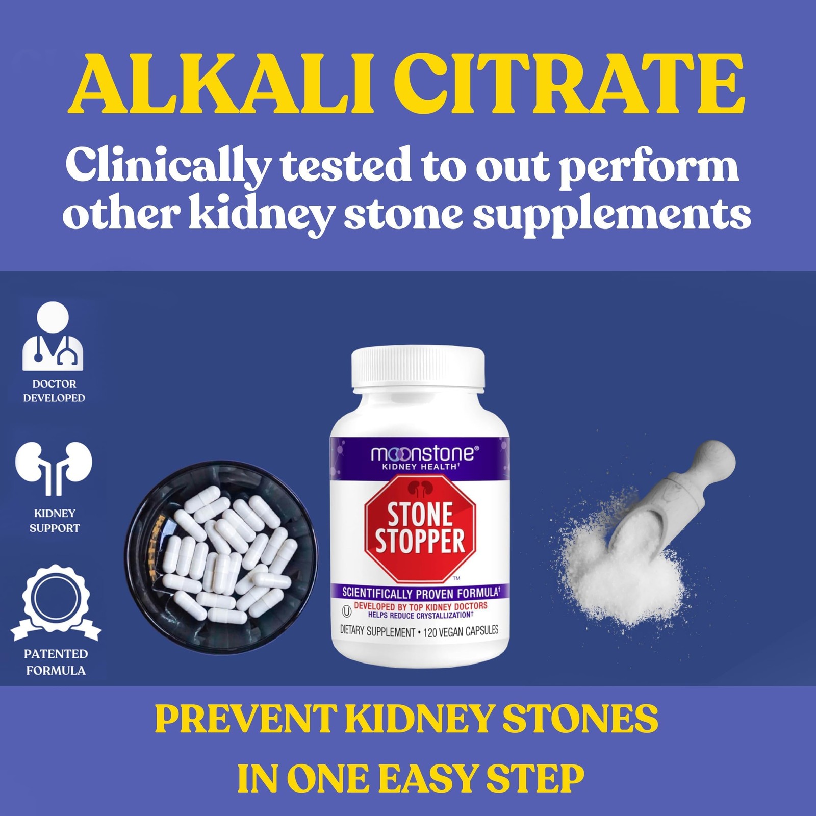 Stone Stopper Capsules, Kidney Stone Prevention, Calcium Oxalate Protector (120)