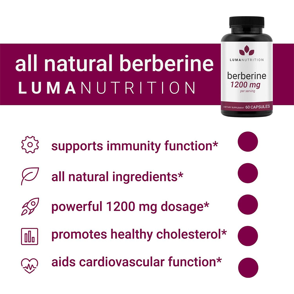 Berberine Supplement 1200 mg per Serving Berberine HCI LUMA NUTRITION NEW