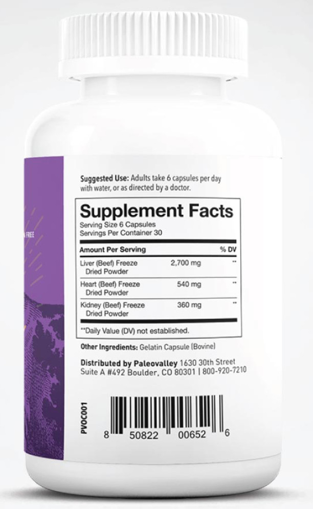 Paleo Valley Grass Fed Organ Complex – 180 caps – Exp 1/28 -New! (3 available)