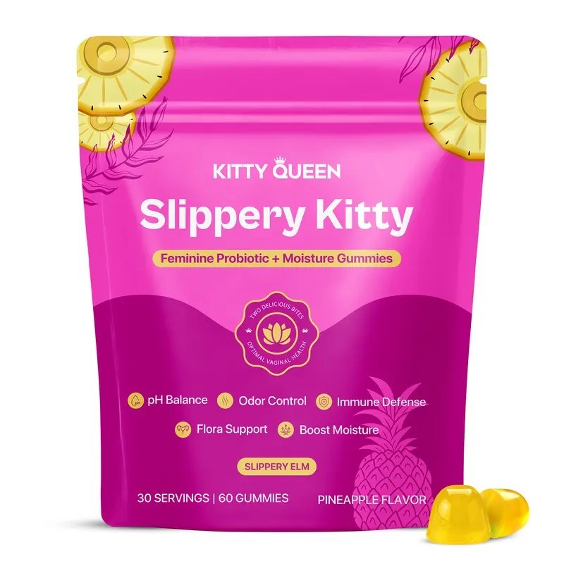 SlipperyKittyFeminine Probiotic Gummies Slippery Elm Flora Odor Moisture Support