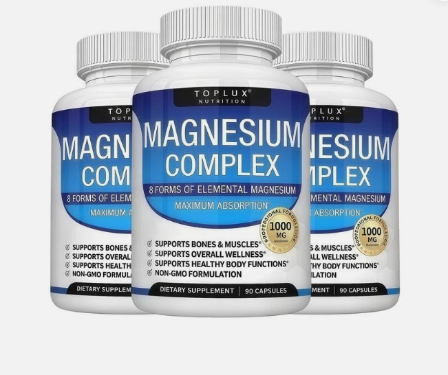 Toplux 3Pack Nutrition Magnesium Complex 1000mg Supports 8 Elemental Magnesium