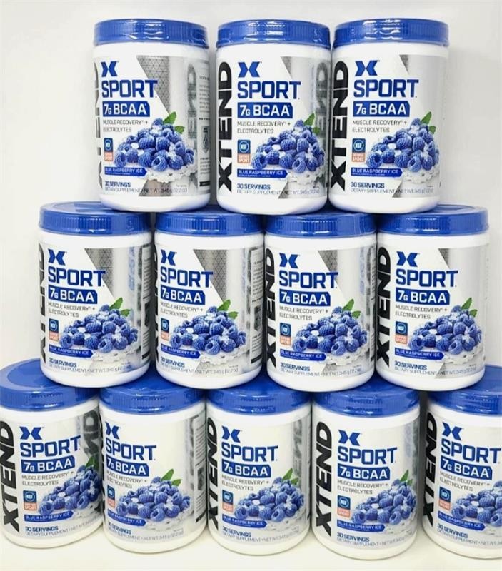 12X Xtend Sport 7g BCAA Powder, Blue Raspberry Ice, 30 Servings EXP 02/2026