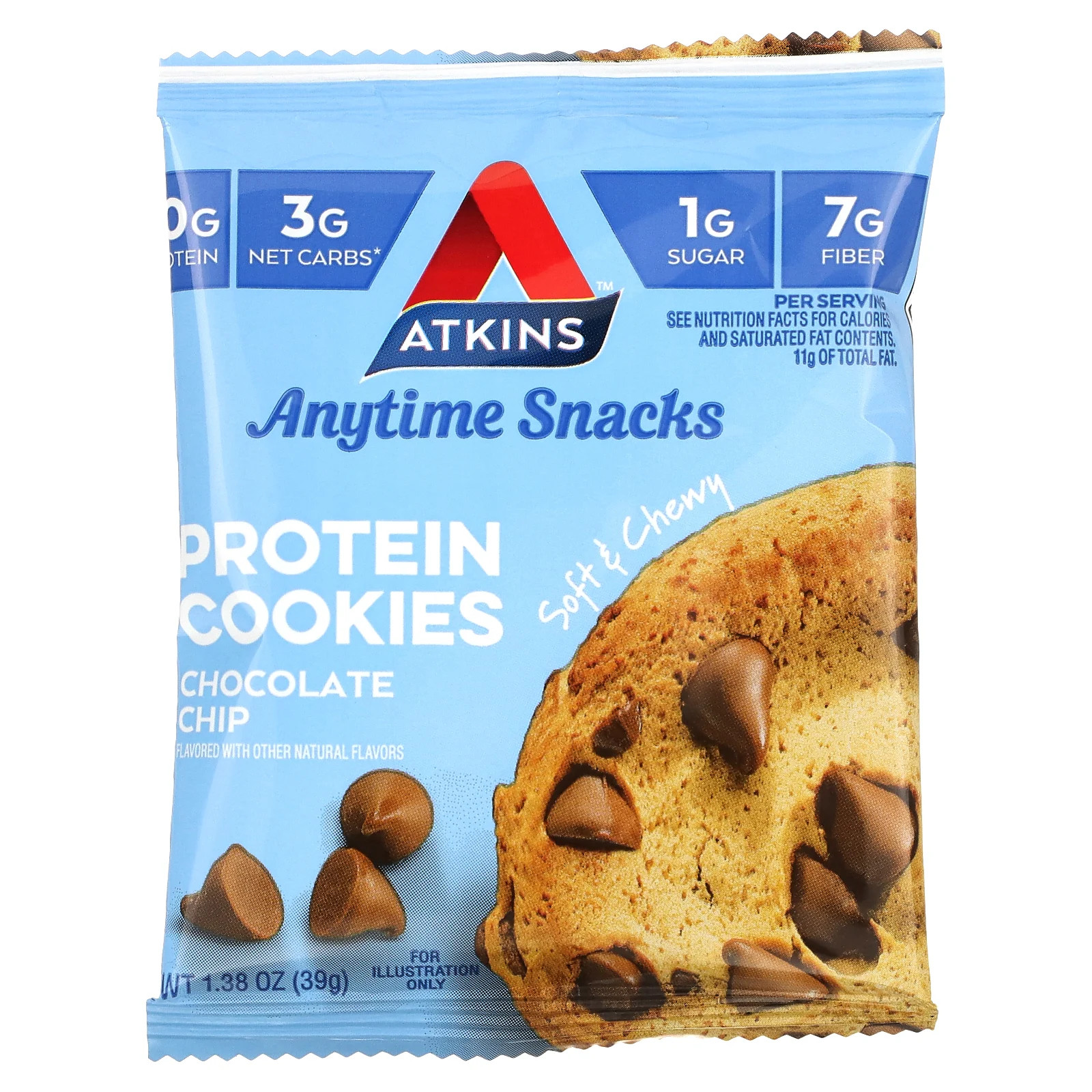 Anytime Snacks, Protein Cookies, Chocolate Chip, 4 Cookies, 1.38 oz (39 g) Each