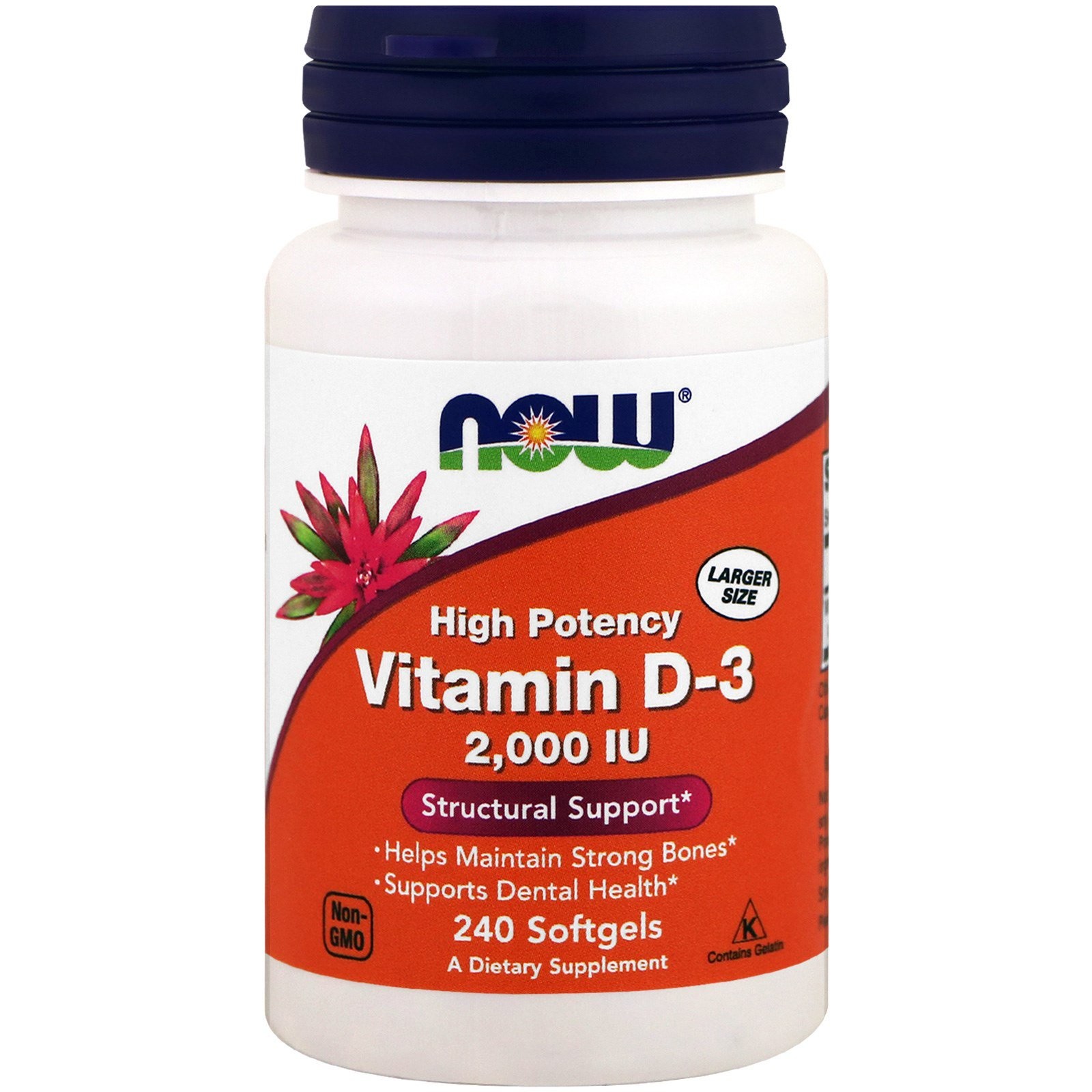 Now Foods Vitamin D-3 , 50 mcg (2,000 IU), 240 Softgels, 2 Pack