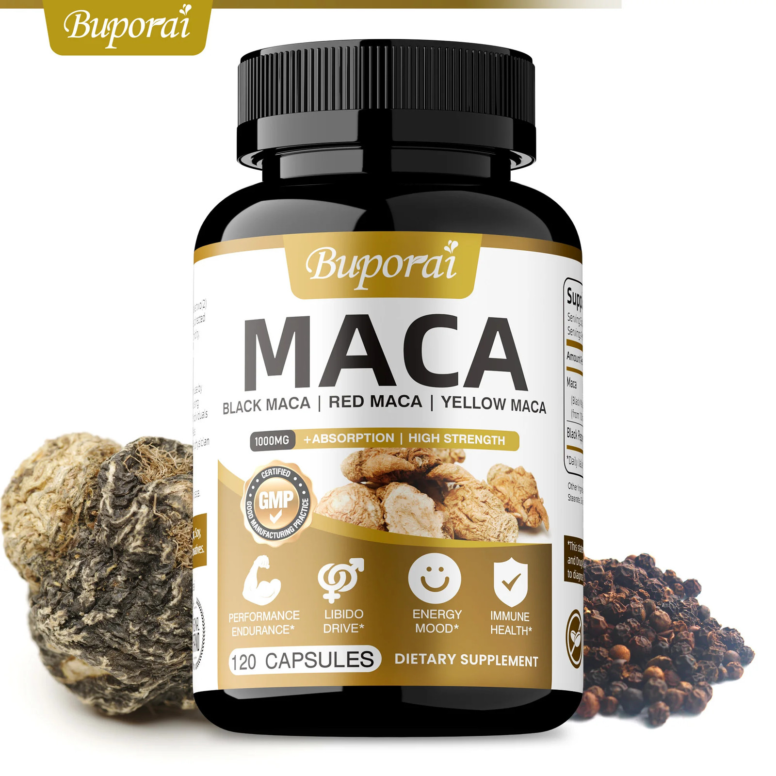 Maca 120pcs – Reduce Stress, Muscle Growth, Improves Athletic Performance
