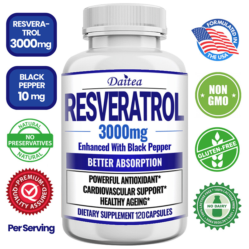 Resveratrol Capsules 3000mg Natural Antioxidant, Anti Aging, Anti Inflammatory