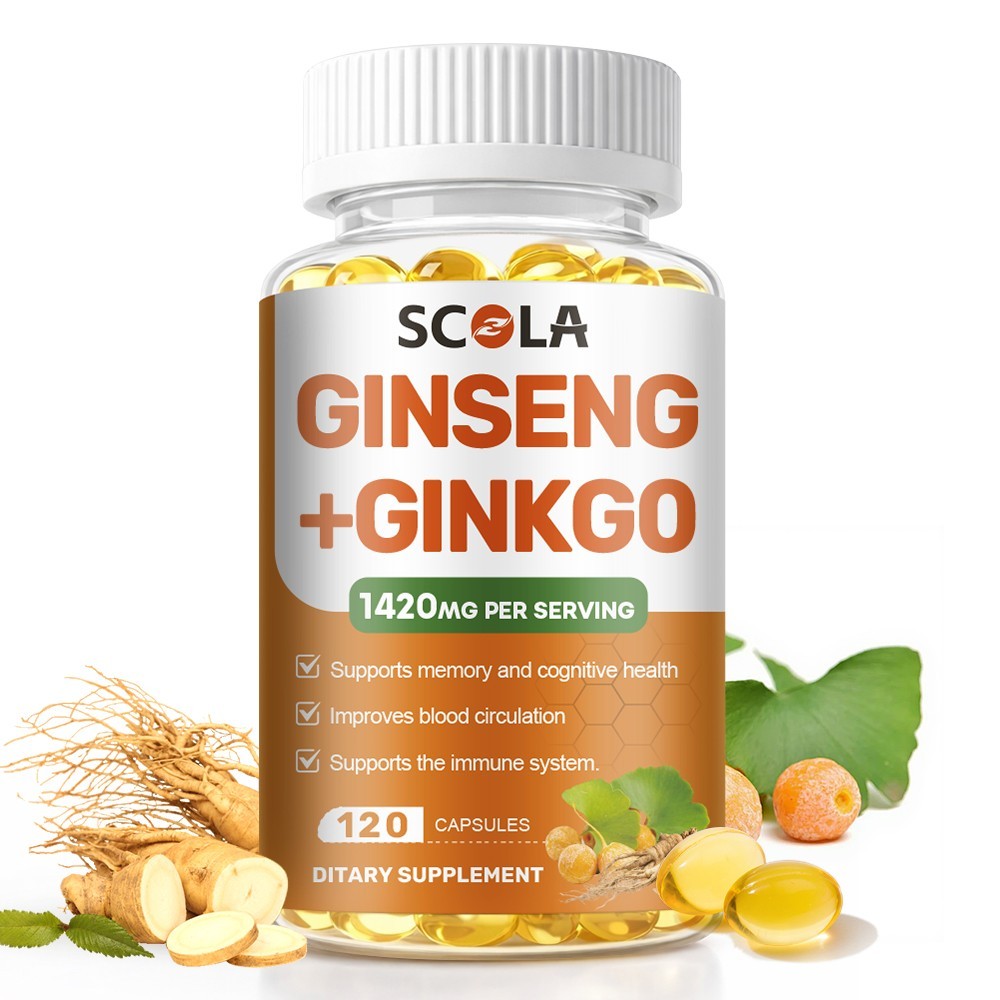 Ginkgo Biloba + Ginseng Extract Red Panax Focus Brain Memory Metabolism Booster