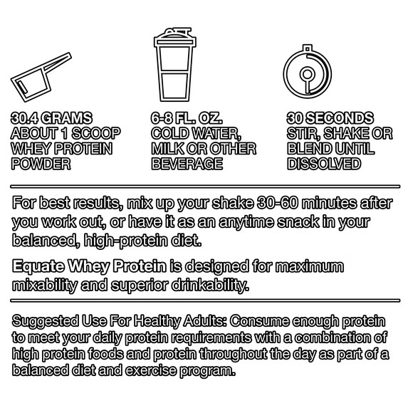 Equate Smooth Vanilla Whey Protein Powder 24 oz Protein Supplement