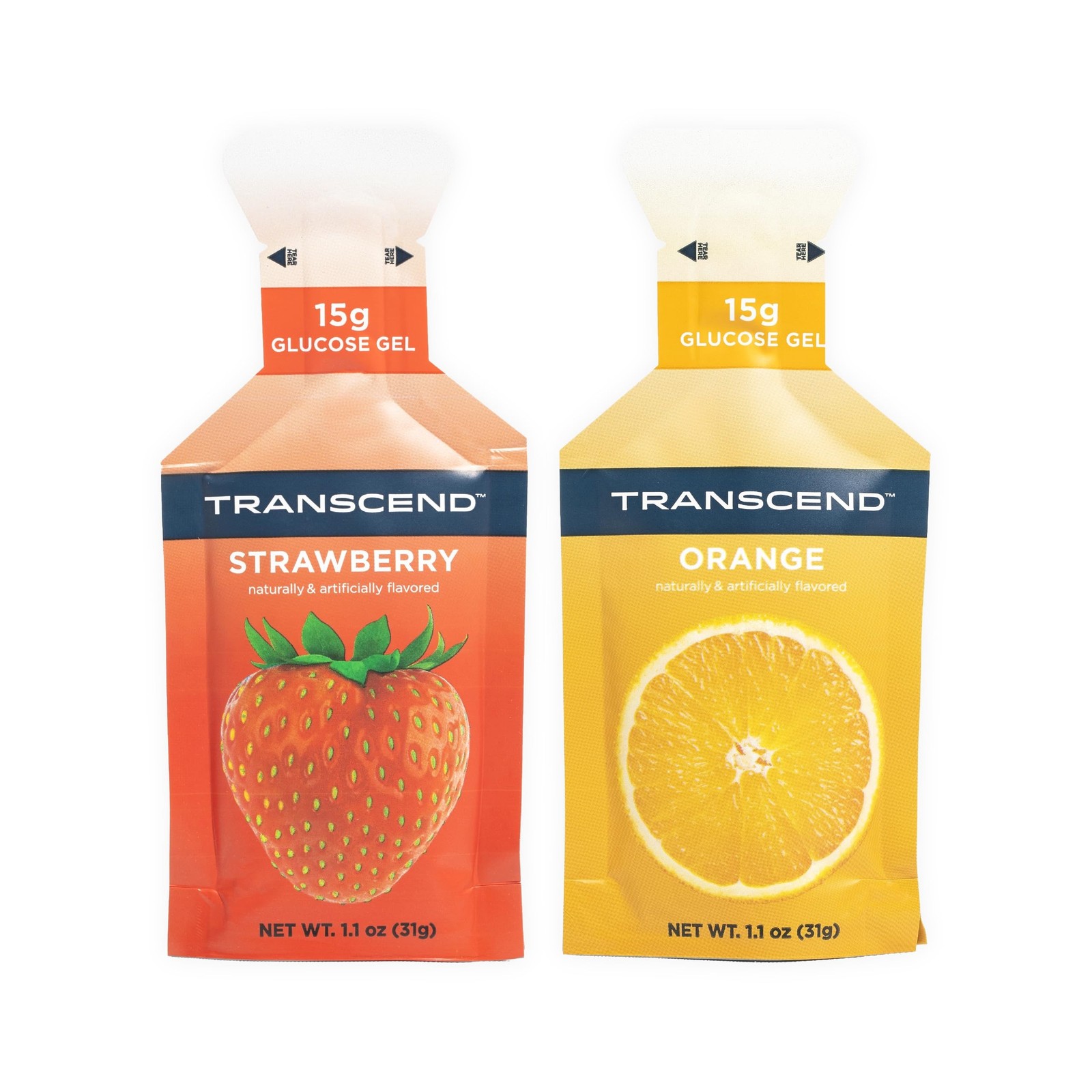 Transcend Foods Strawberry + Orange Gels (1.1 oz, Pack of 100) Fast-Acting Ca…