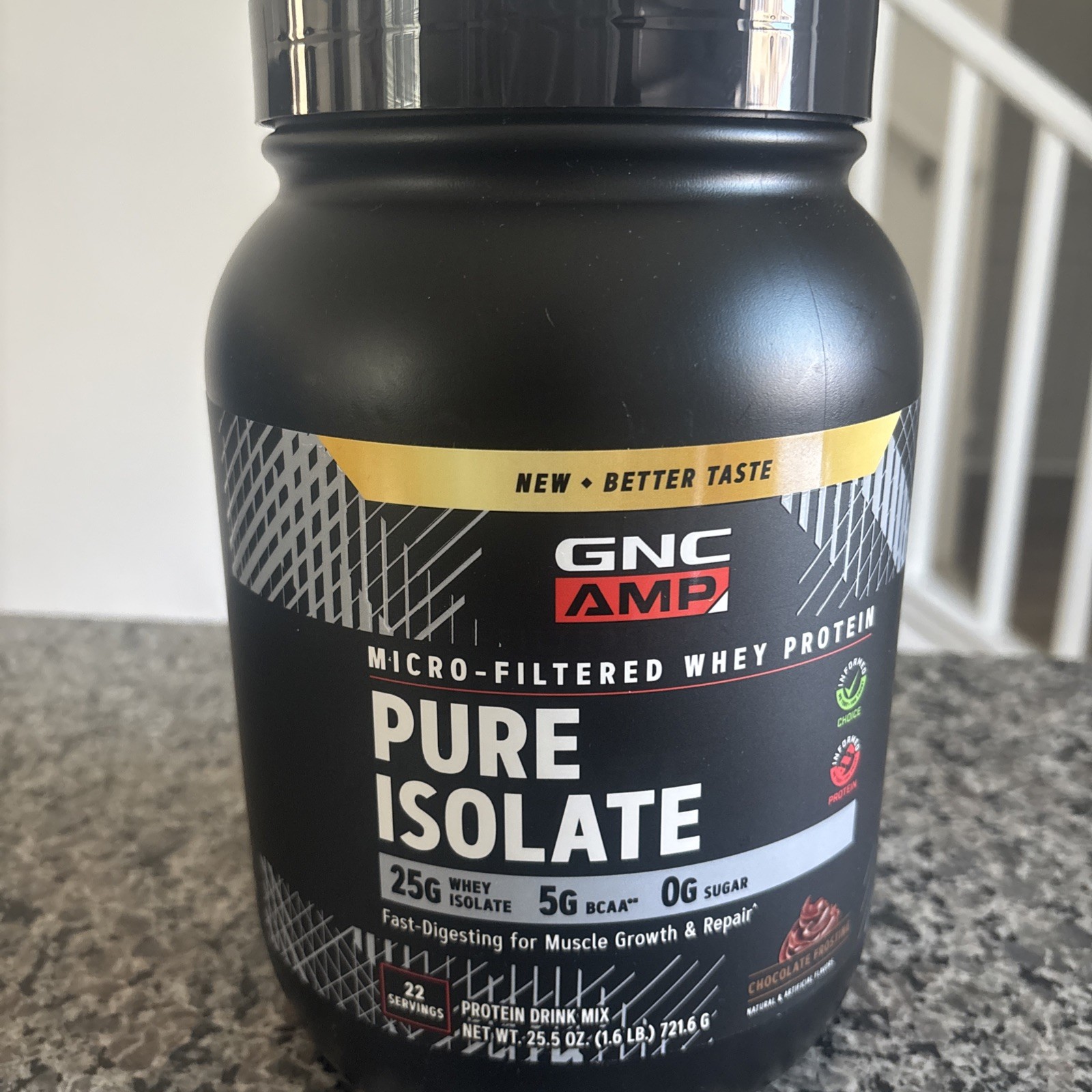 GNC AMP Pure Isolate Whey Protein chocolate Frosting Custard 22Servings