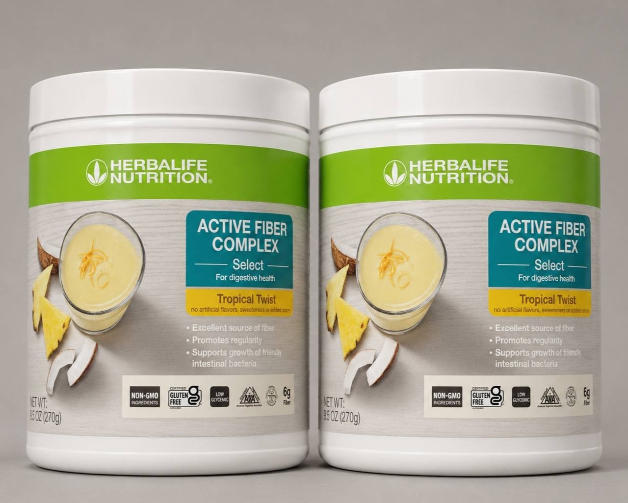 Herbalife Digestive Health Active Fiber Complex Tropical Twist -9.5 OZ (2-PACK)