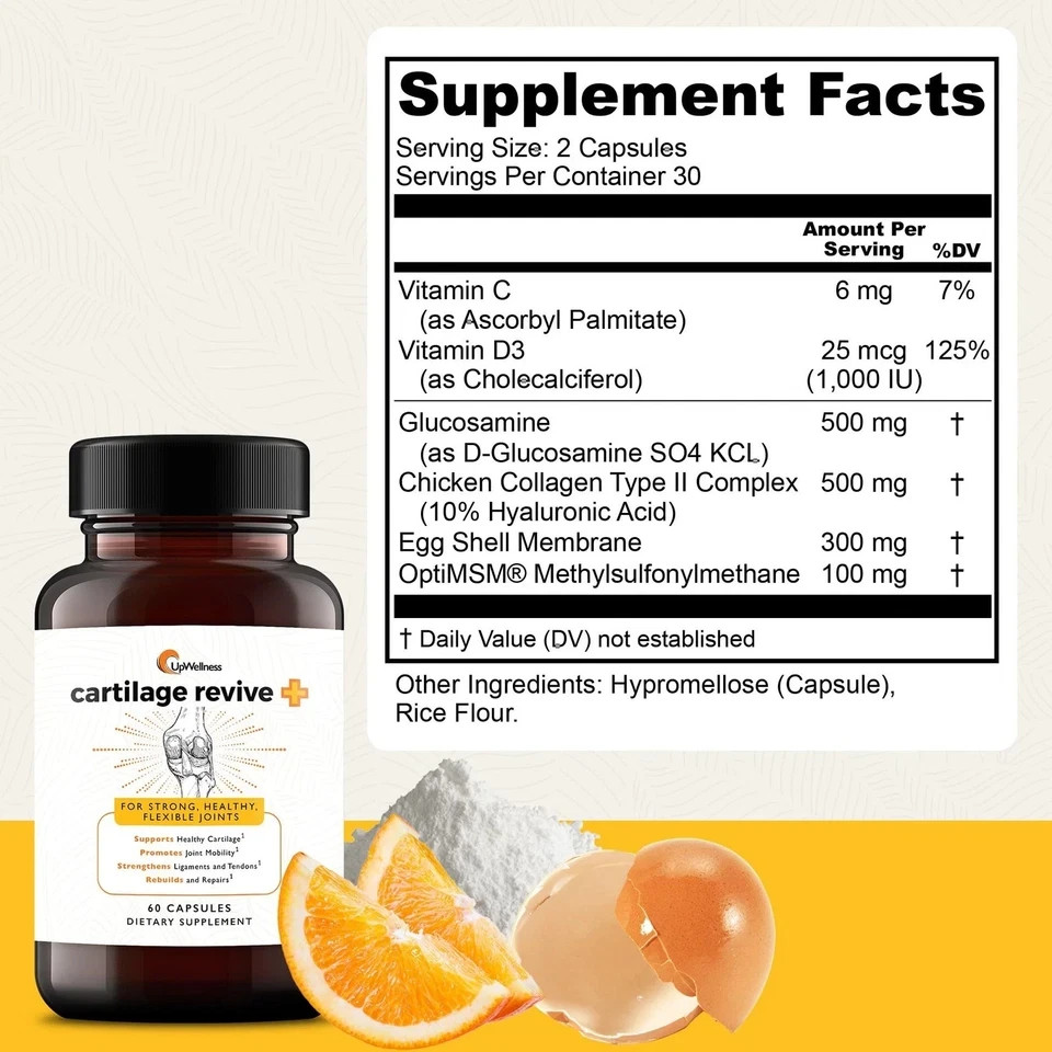 (3Pack) UpWellness Cartilage Revive + Joint Support Supplement for Men and Women