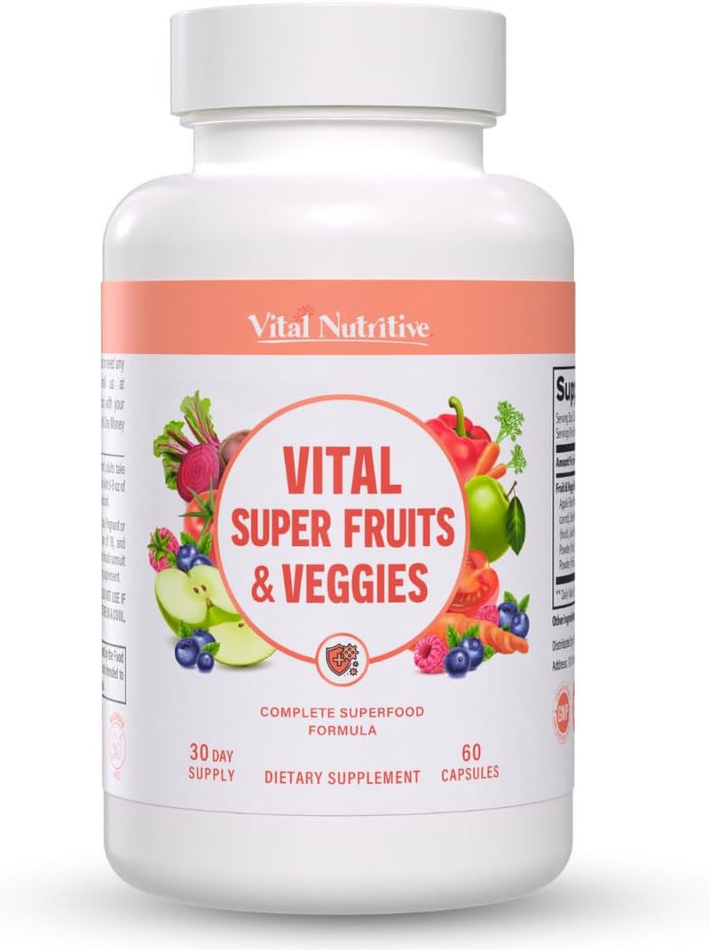 Vital Super Fruits & Veggies – Daily Superfood Capsules for Adults – Fruit and V