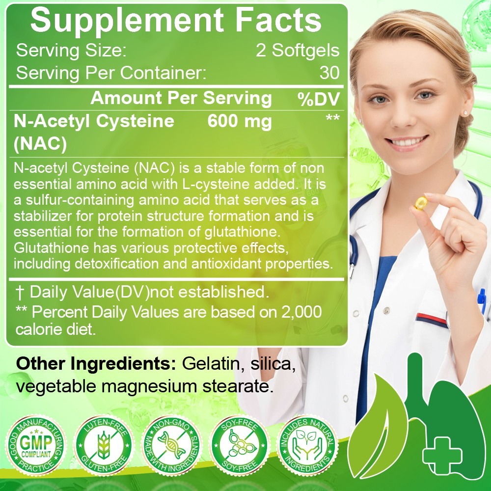 N-Acetyl L-Cysteine (NAC) 4 * 60 Caps Max Strength Veg Supplement