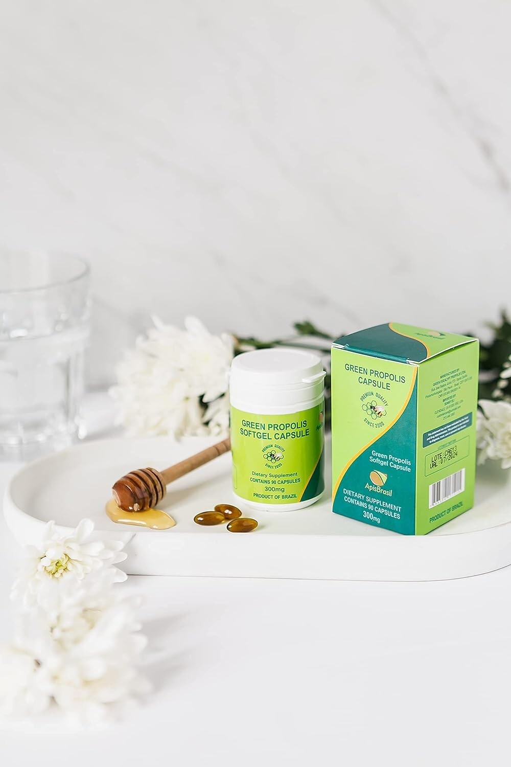 ApisBrasil – Brazilian Green Bee Propolis Capsule – 900mg/ Daily Per 3 Softgels