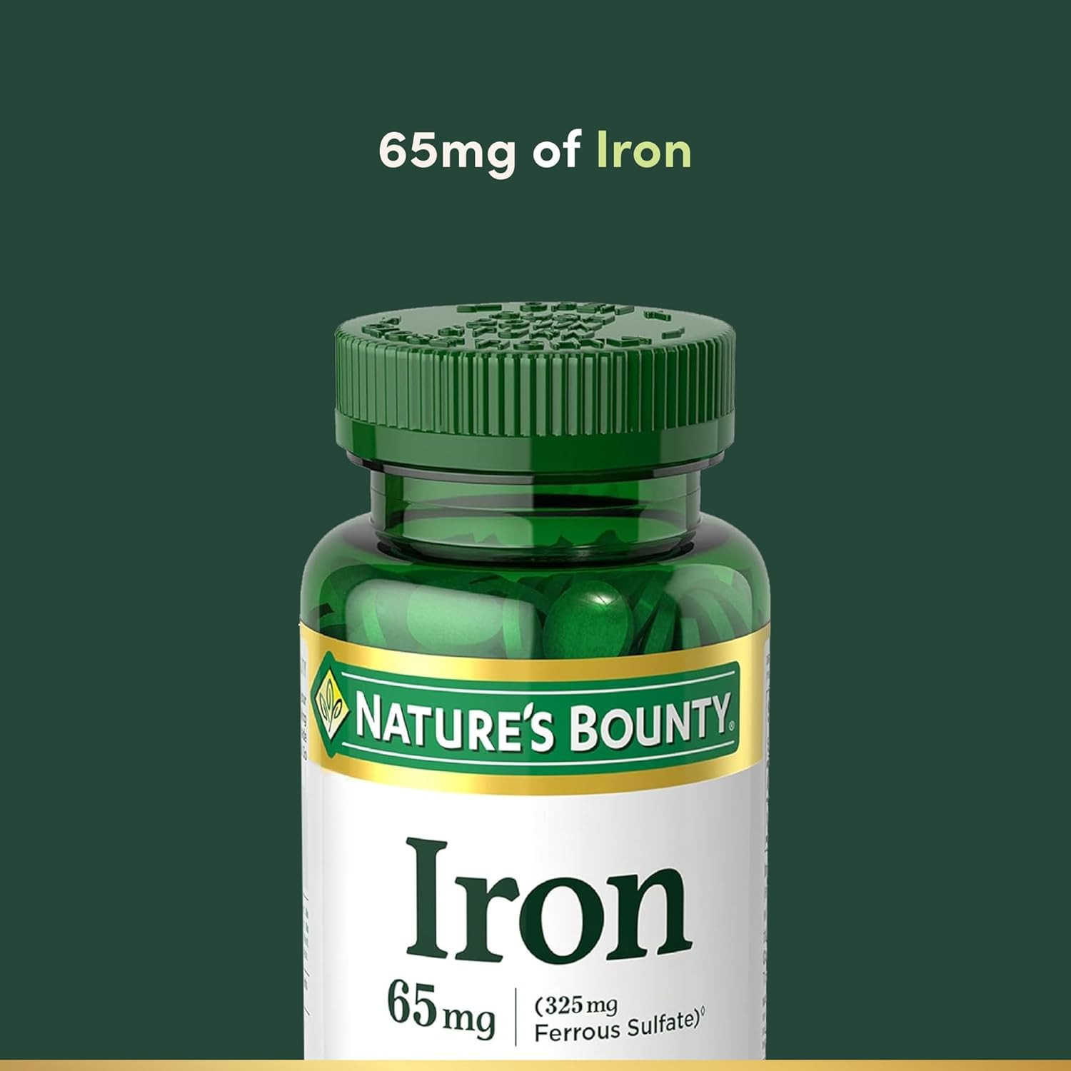 Nature’S Bounty Iron 65Mg, 325 Mg Ferrous Sulfate, Cellular Energy Support, Prom