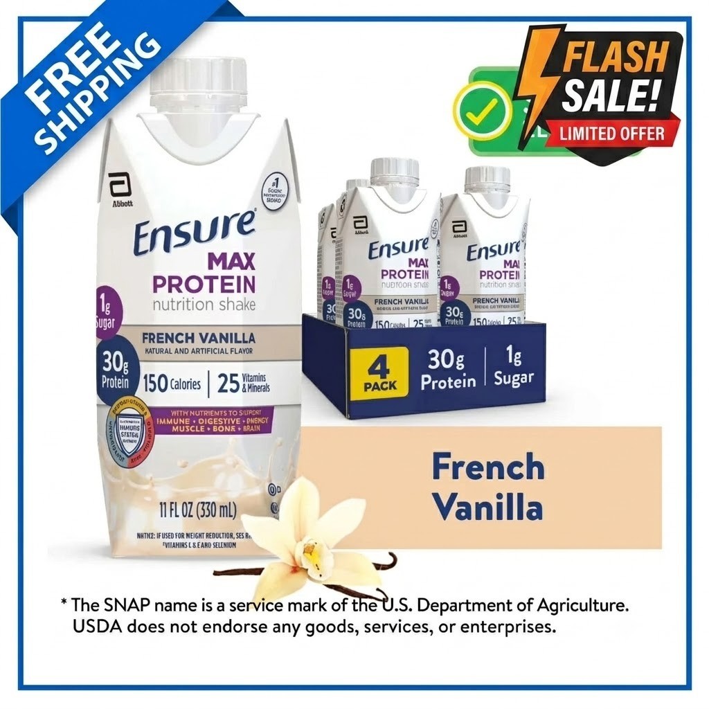 Ensure Max protein shake 30g protein French vanilla 11 fl oz 4 pack…..