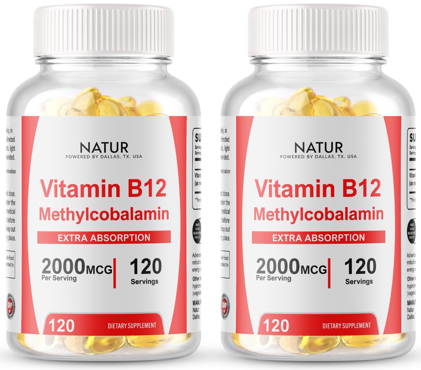 Vitamin B12 (Methylcobalamin) 2000mcg, 240 Softgels Vegetarian Caps