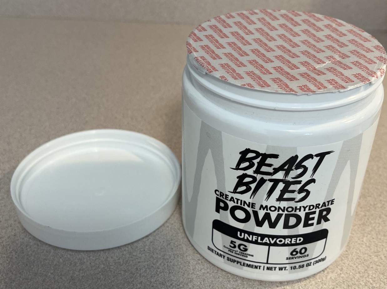Beast Bites Creatine Monohydrate Powder Unflavored 10.58 oz Exp 7/2027