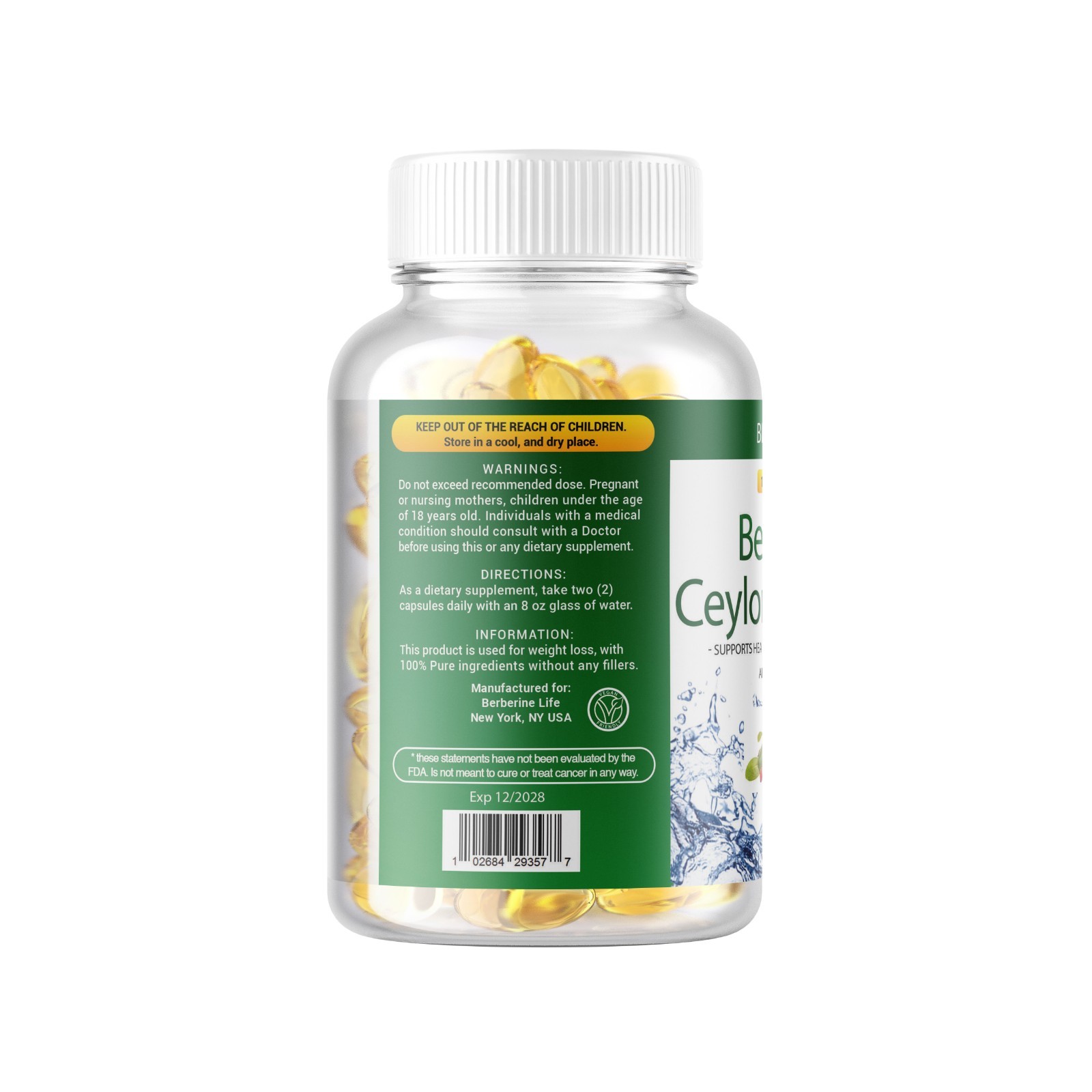 Premium Berberine HCL Extract 1200mg, Healthy Cholesterol, Anti-Inflammatory