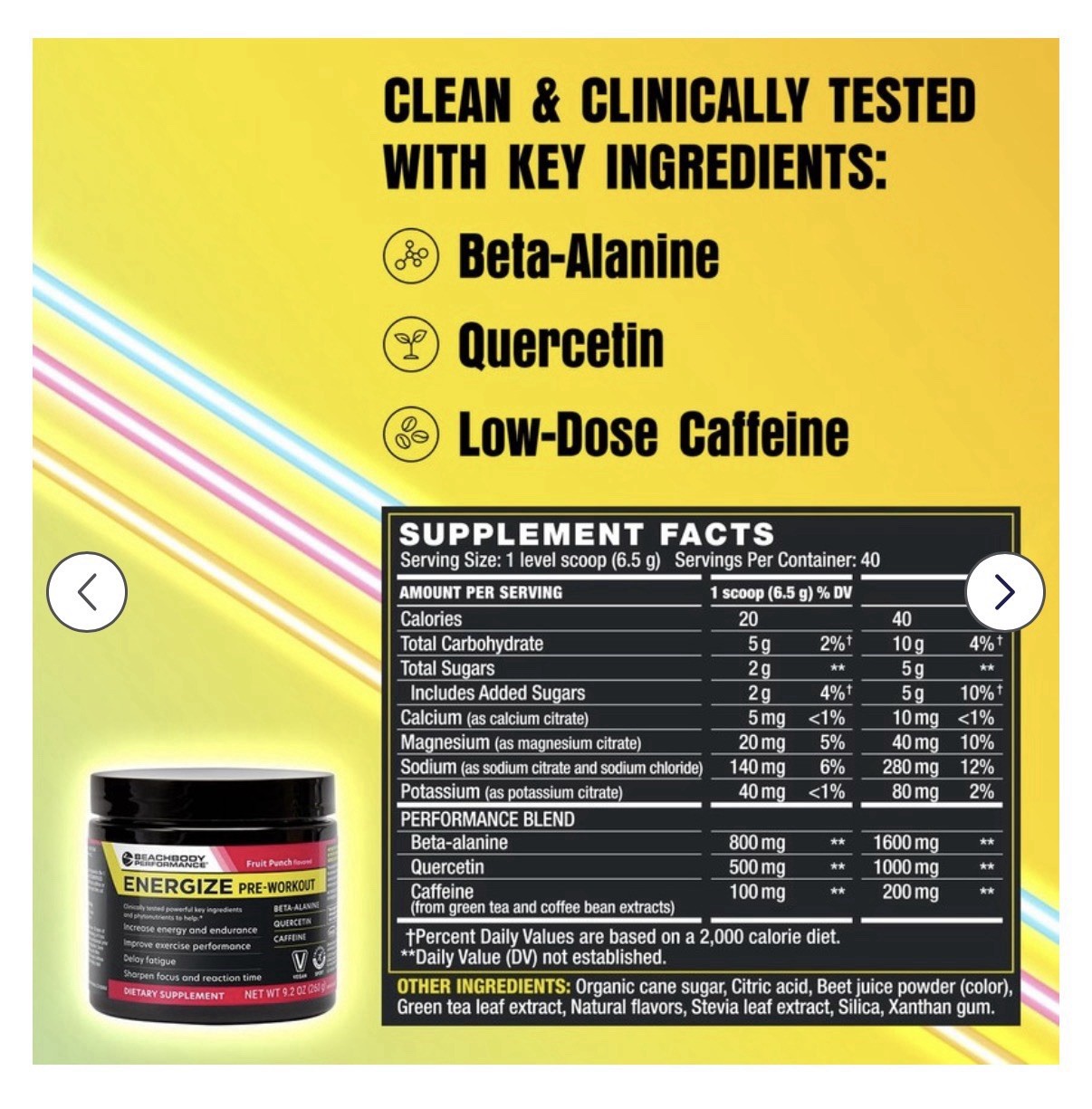 Beachbody FRUIT PUNCH ENERGIZE ~ Pre-Workout Energy ~