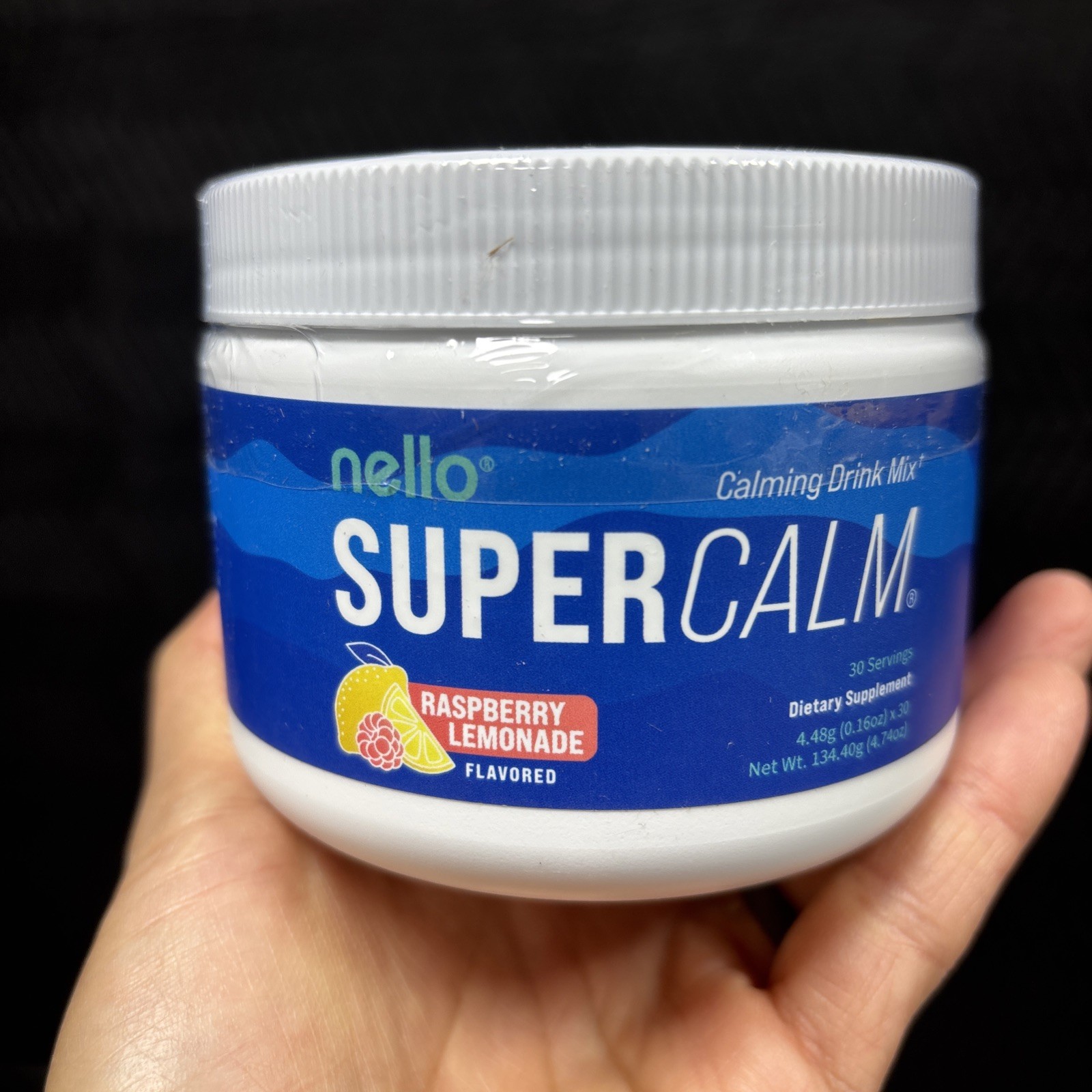 Nello SuperCalm Raspberry Lemonade Drink Mix 30 Servings 4.5 oz Exp 09/2027