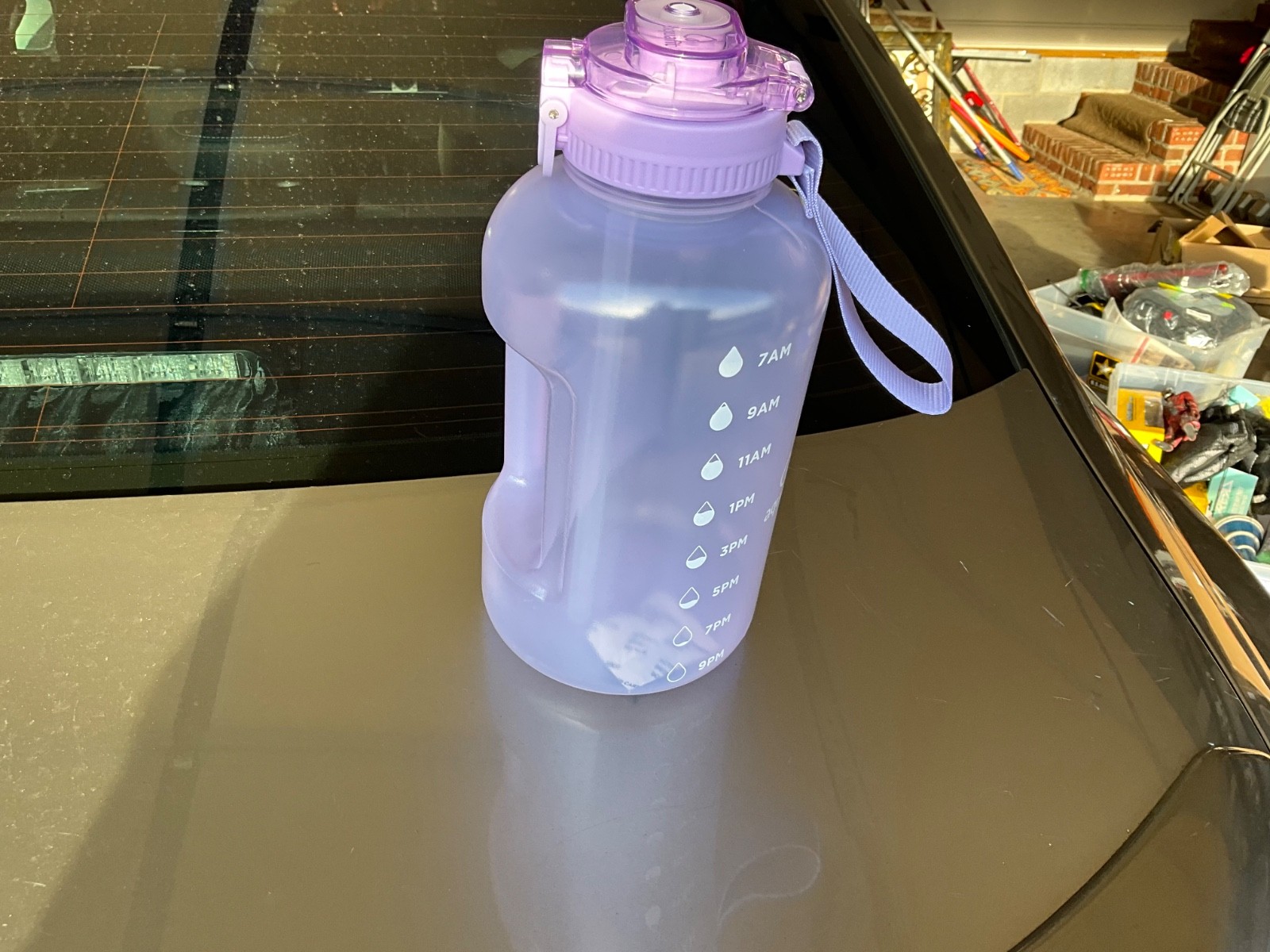 AQUAFIT 64 oz Water Bottle with Time Marker, BPA Free Half 64 Ounces, Lilac 64oz