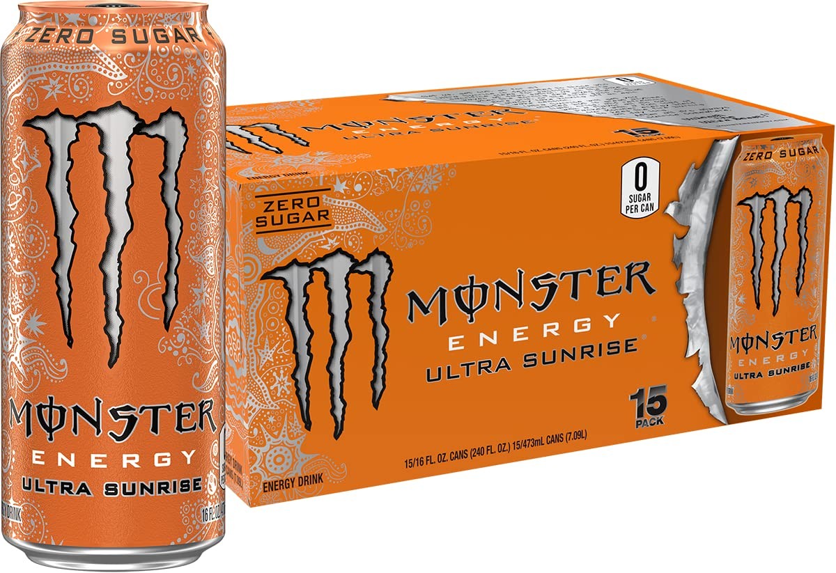 Energy Ultra Sunrise, Sugar Free Energy Drink, 16 Fl Oz (Pack of 15)