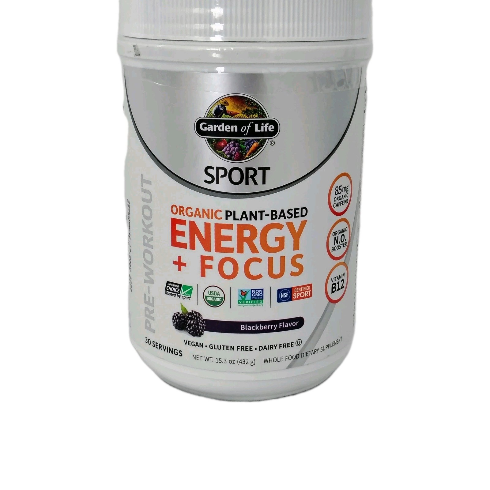 Garden Of Life Plant Based Energy + Focus Blackberry Pre Workout Powder Exp05/26