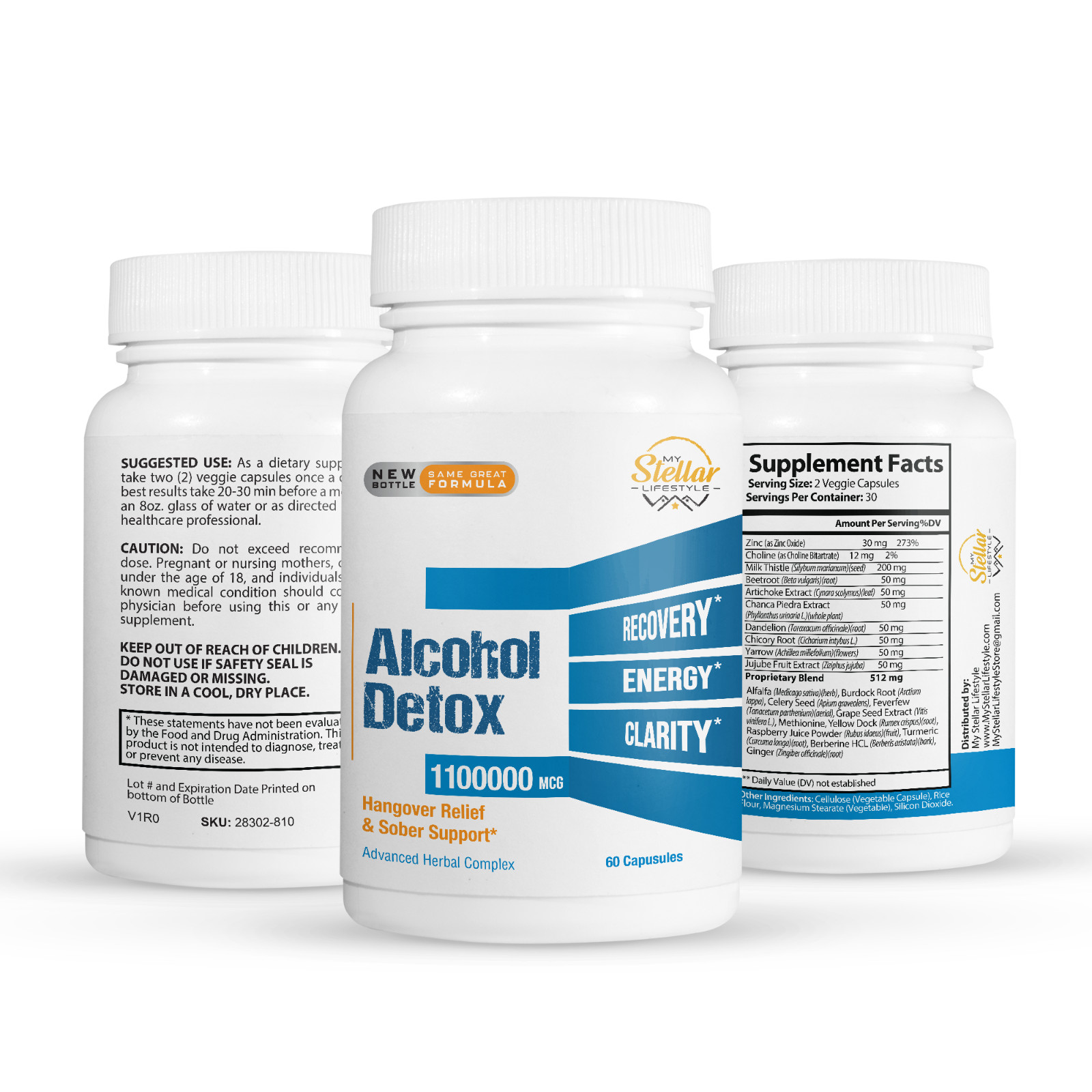 12 Pack Alcohol Detox, hangover relief and sober support-60 Capsules x12