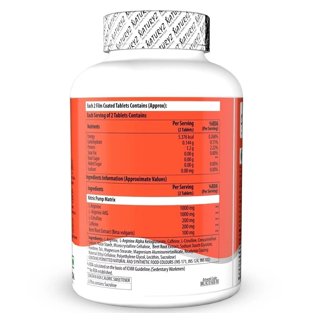 NATURYZ Nitric Pump 2500 Mg Extra Strength L-Arginine – 90 Tablets j592