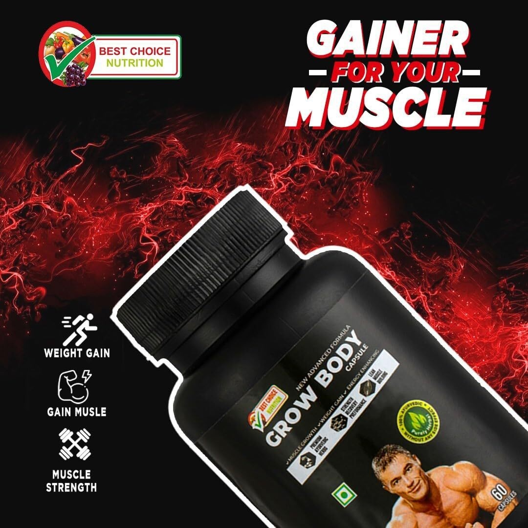 BODY GROW Fast Weight Gain Pills Muscle Gainer WEGHT GAIN 60 CAPSULES MEN