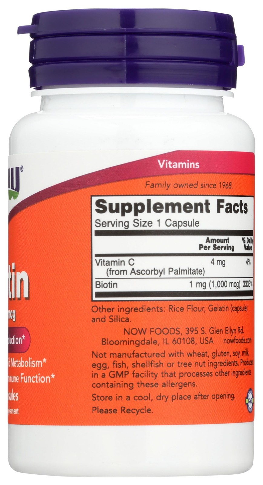 Now Foods Biotin 1000 MCG – 100 Capsules 100 Count (Pack of 1), No Color