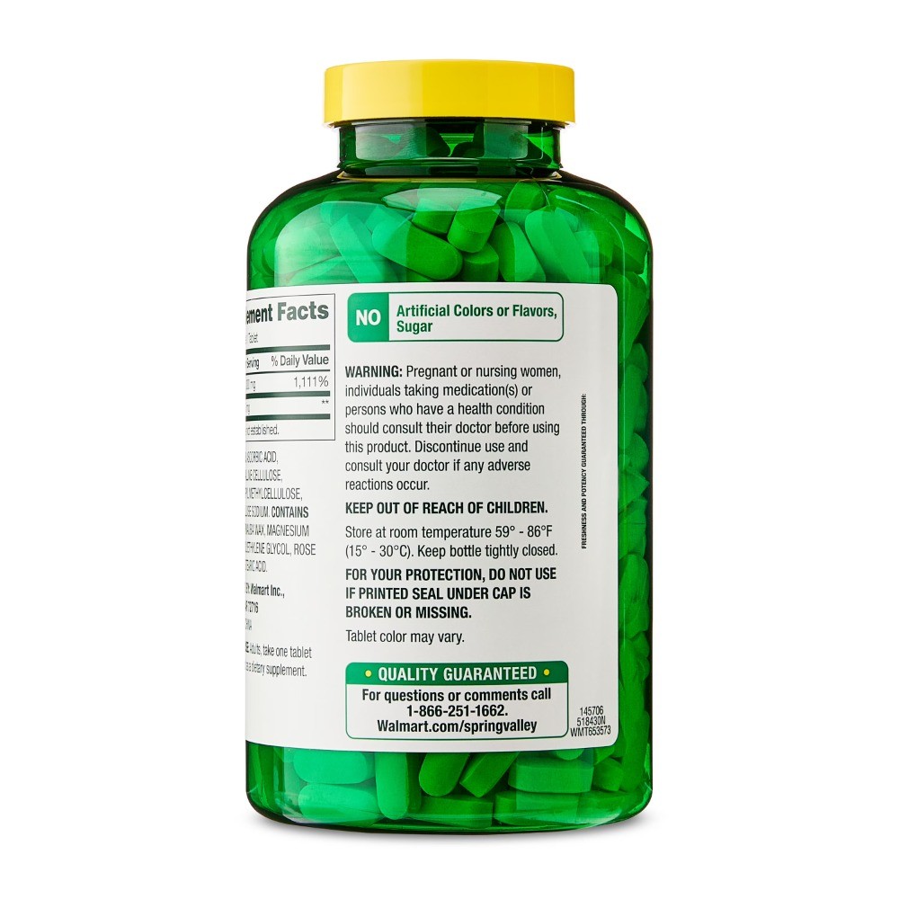 Spring Valley Vitamin C with Rose Hips, 1000 mg, 500 Count