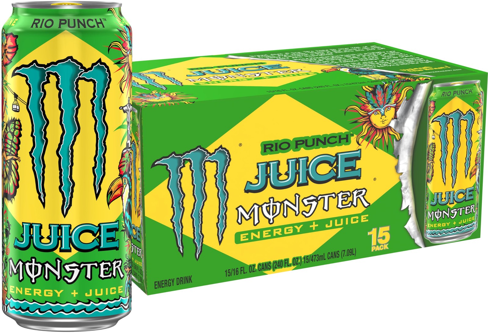 Energy Juice Rio Punch, Energy + Juice, Energy Drink, 16 Ounce (Pack of 15)Energ