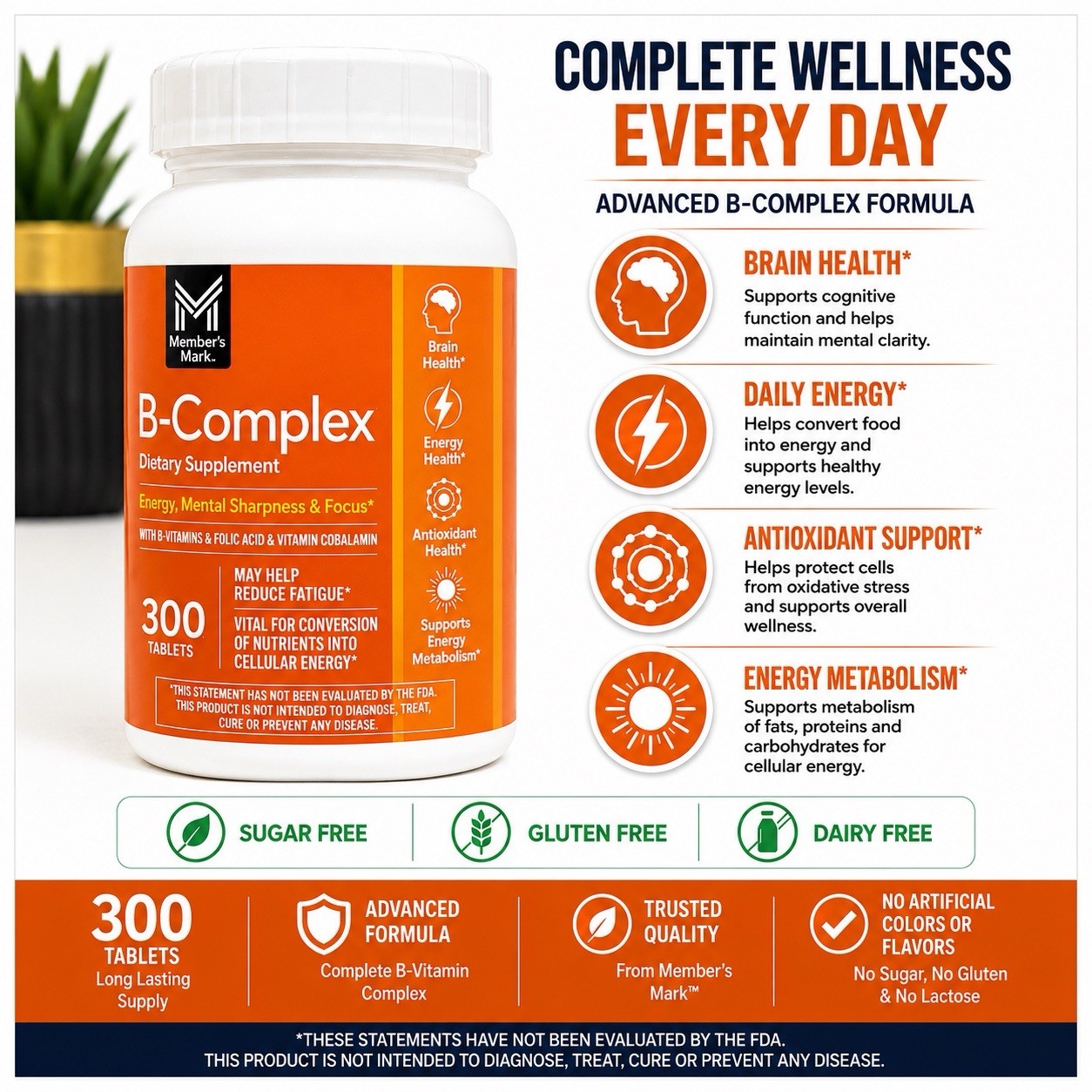 Member’s Mark Advanced B-Complex, 300 Tablets