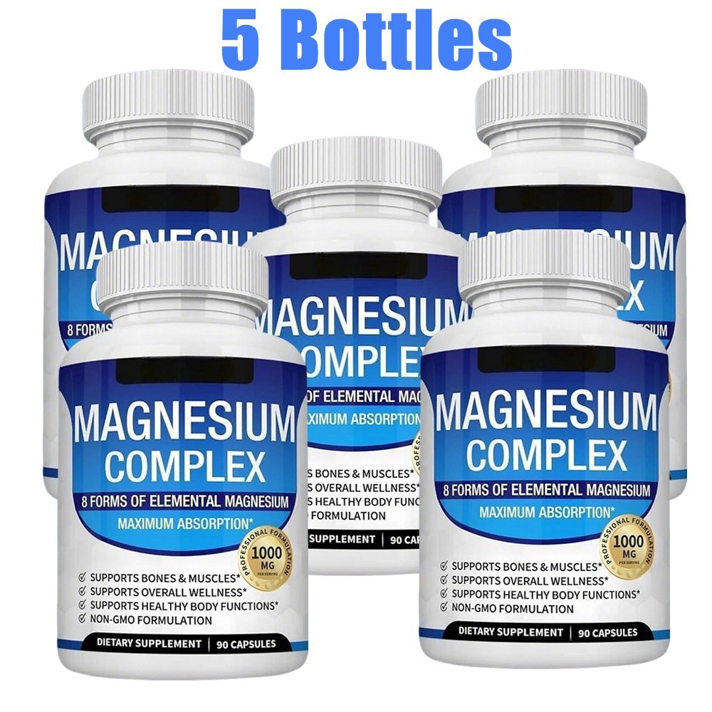 1~5x Magnesium Complex Supplement 8 Elemental 1000mg – Vegan Non-GMO 90 Capsules