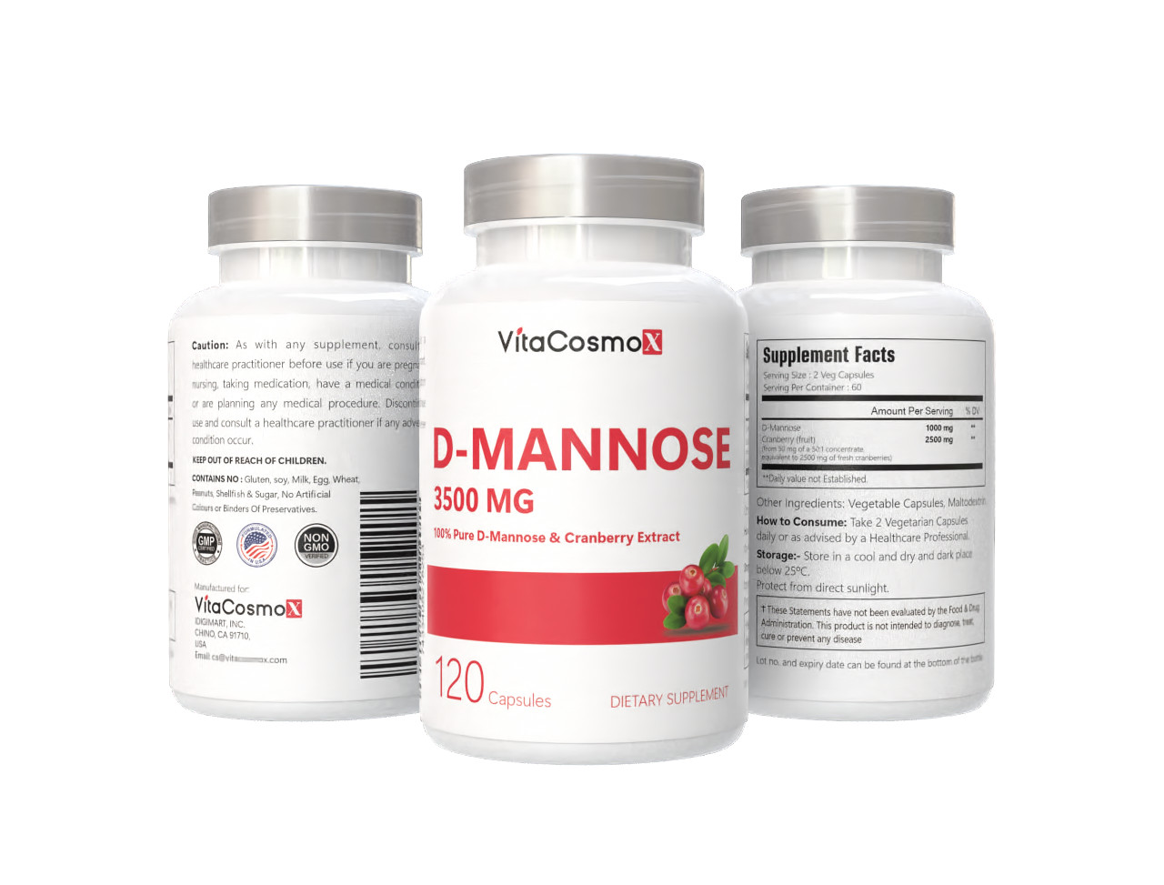 D-Mannose 3500 Mg With Cranberry Extract – Urinary Tract, Bladder Health