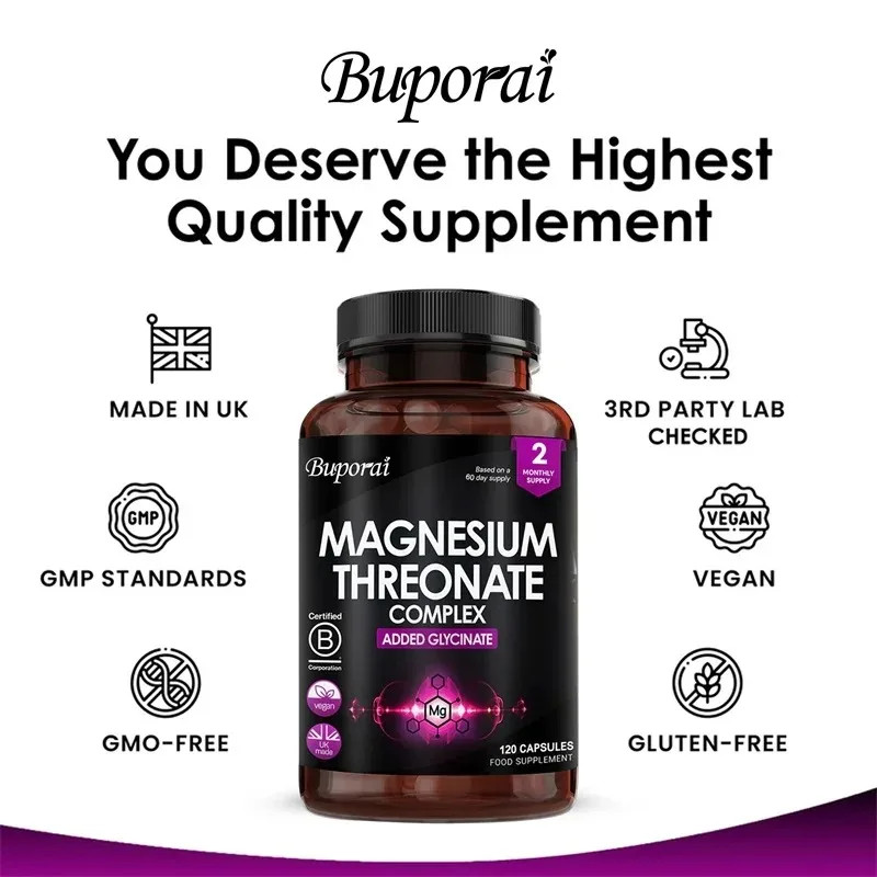 Magnesium Threonate Complex 120pcs,Help Maintain Muscle Function and Bone Health