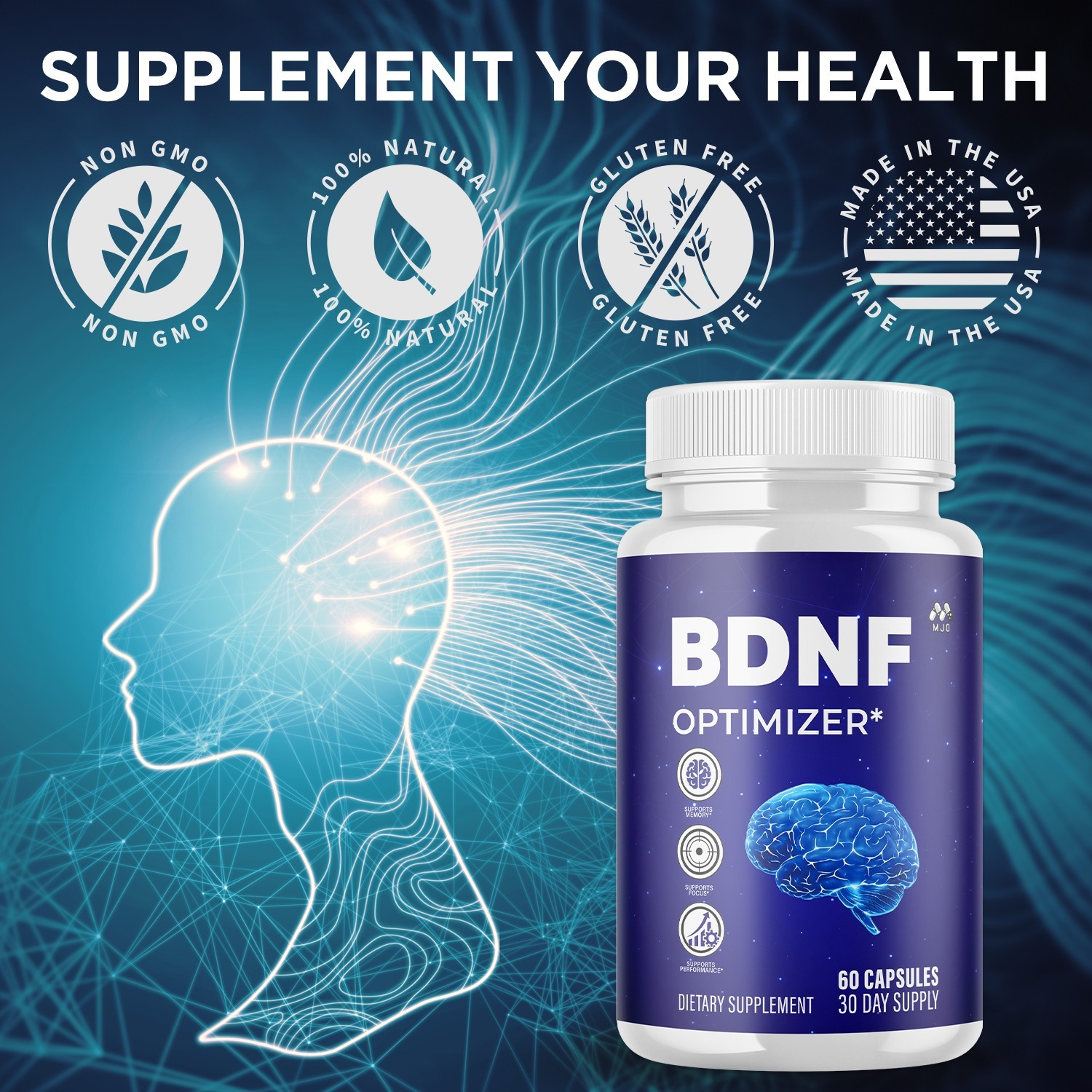 (5 Pack) BDNF Advanced Nootropic Brain Support Max Supplement 300 Capsules